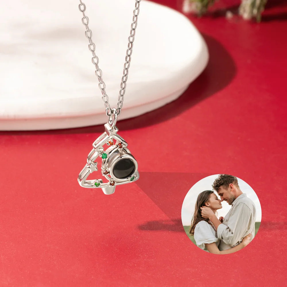Personalized Christmas Tree Micro-Carved Photo Projection Necklace
