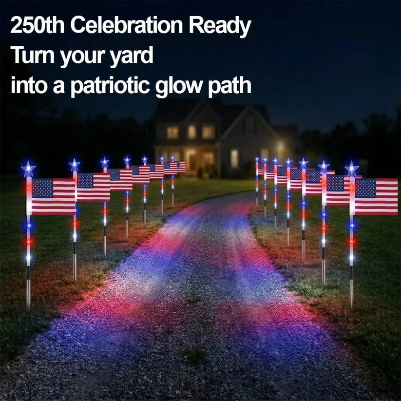 8PCS Solar American Flag Path Lights 🇺🇸