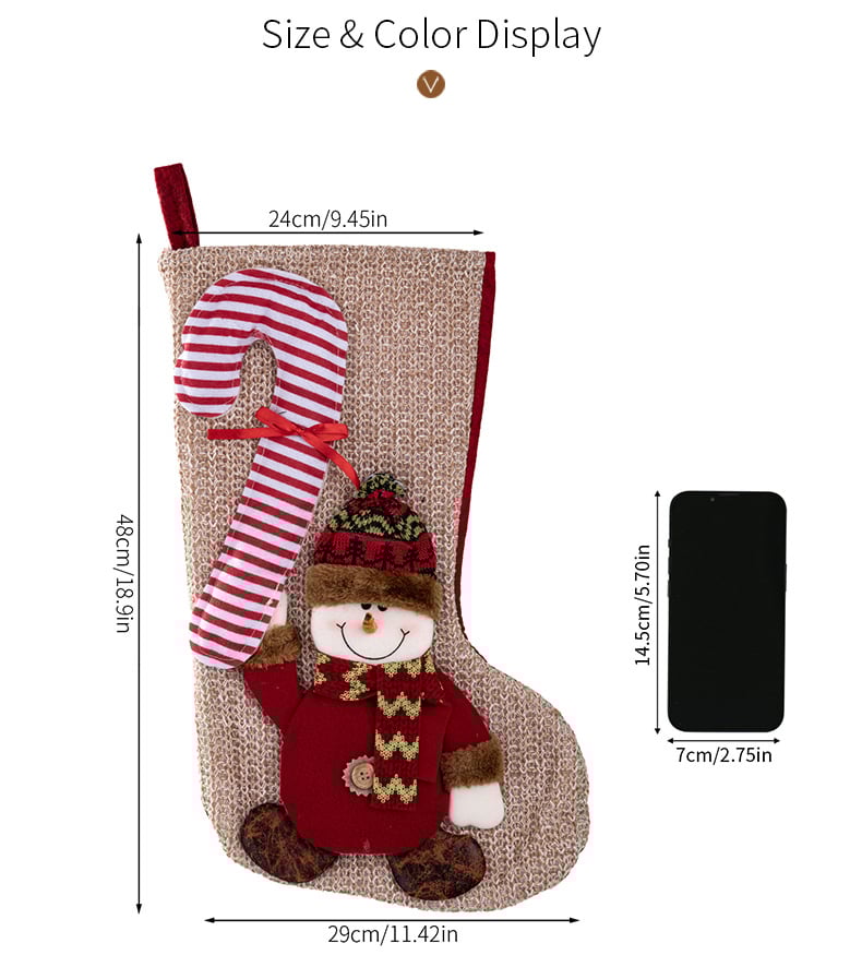 Christmas Stocking with Santa, Snowman and Reindeer