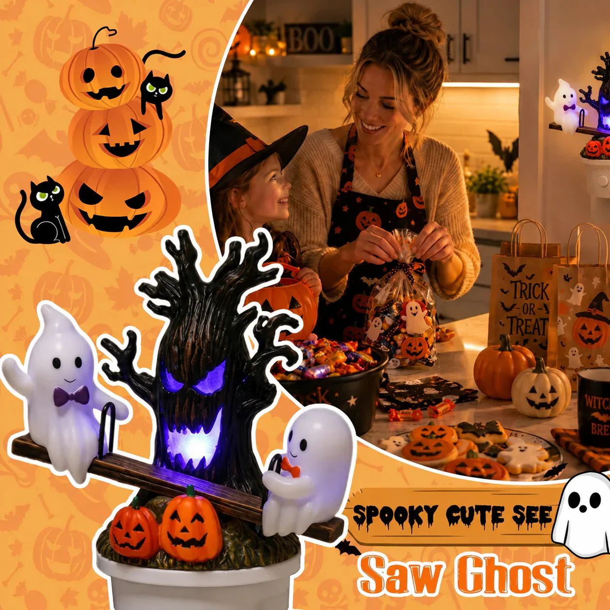 Animated Seesaw Ghost Plug In LED Night Light