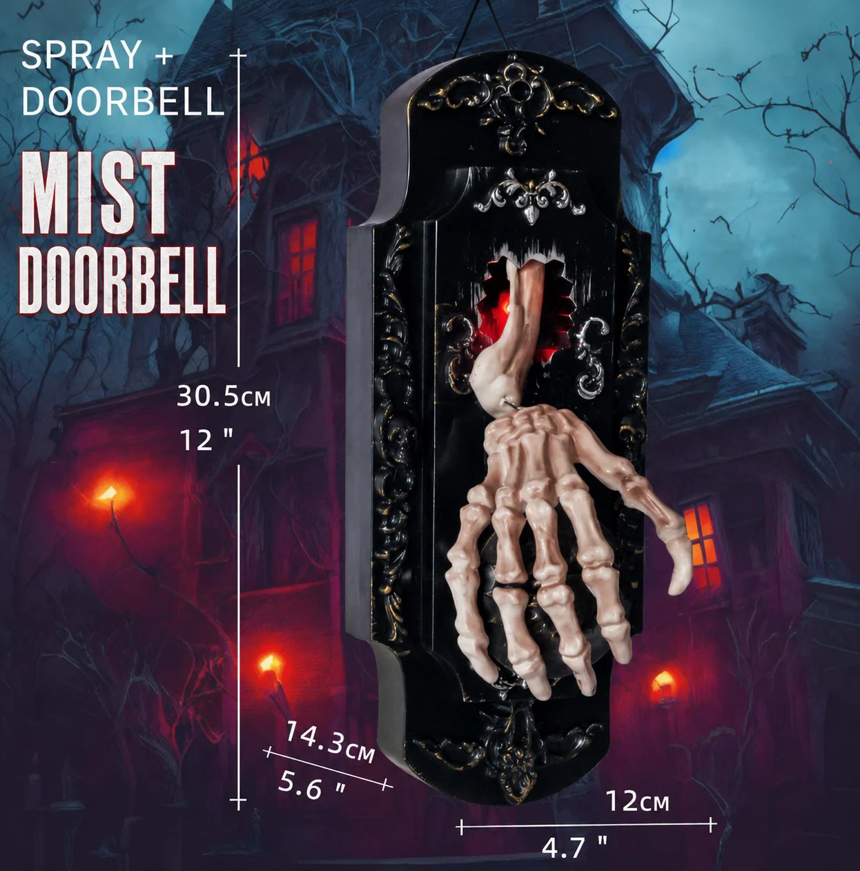 Gothic Skeleton Hand Doorbell – Motion Activated Haunted Door Decoration