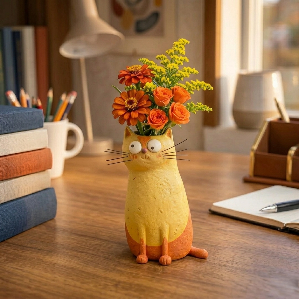 Handcrafted Quirky Cat Vase