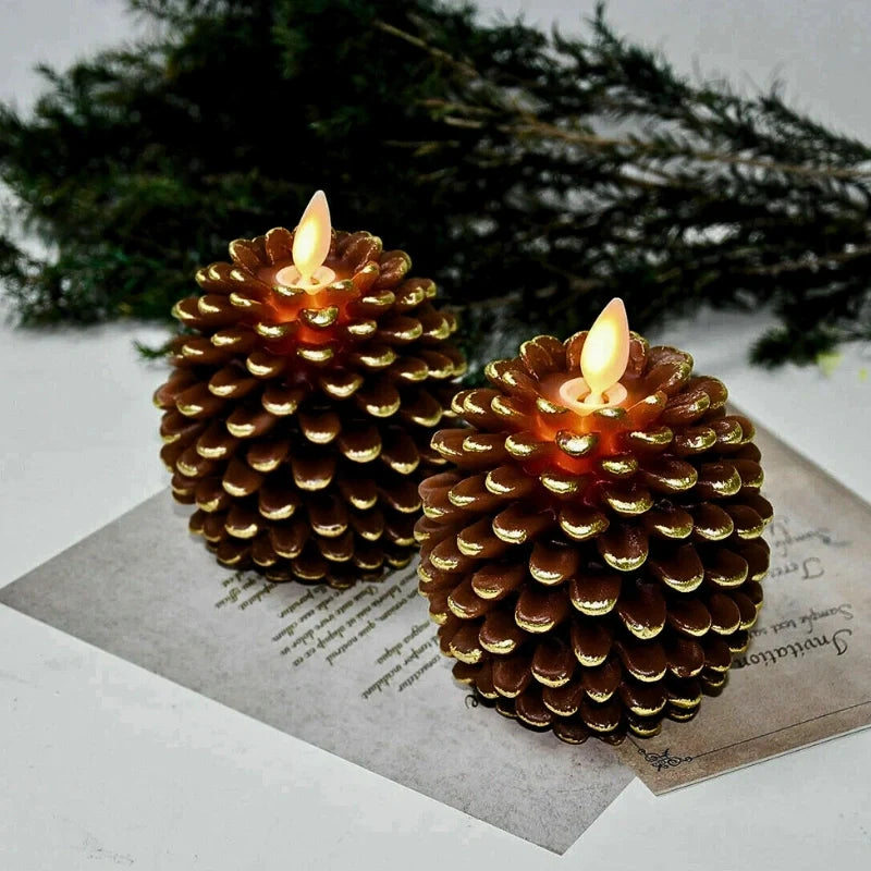 Flameless Pinecone Candles