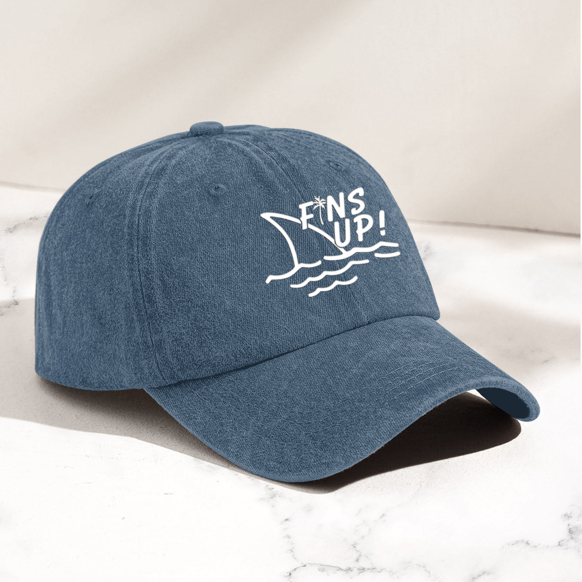 Jimmy Buffett Denim Dad Cap – Fins Up Margaritaville Beach Vibes Hat