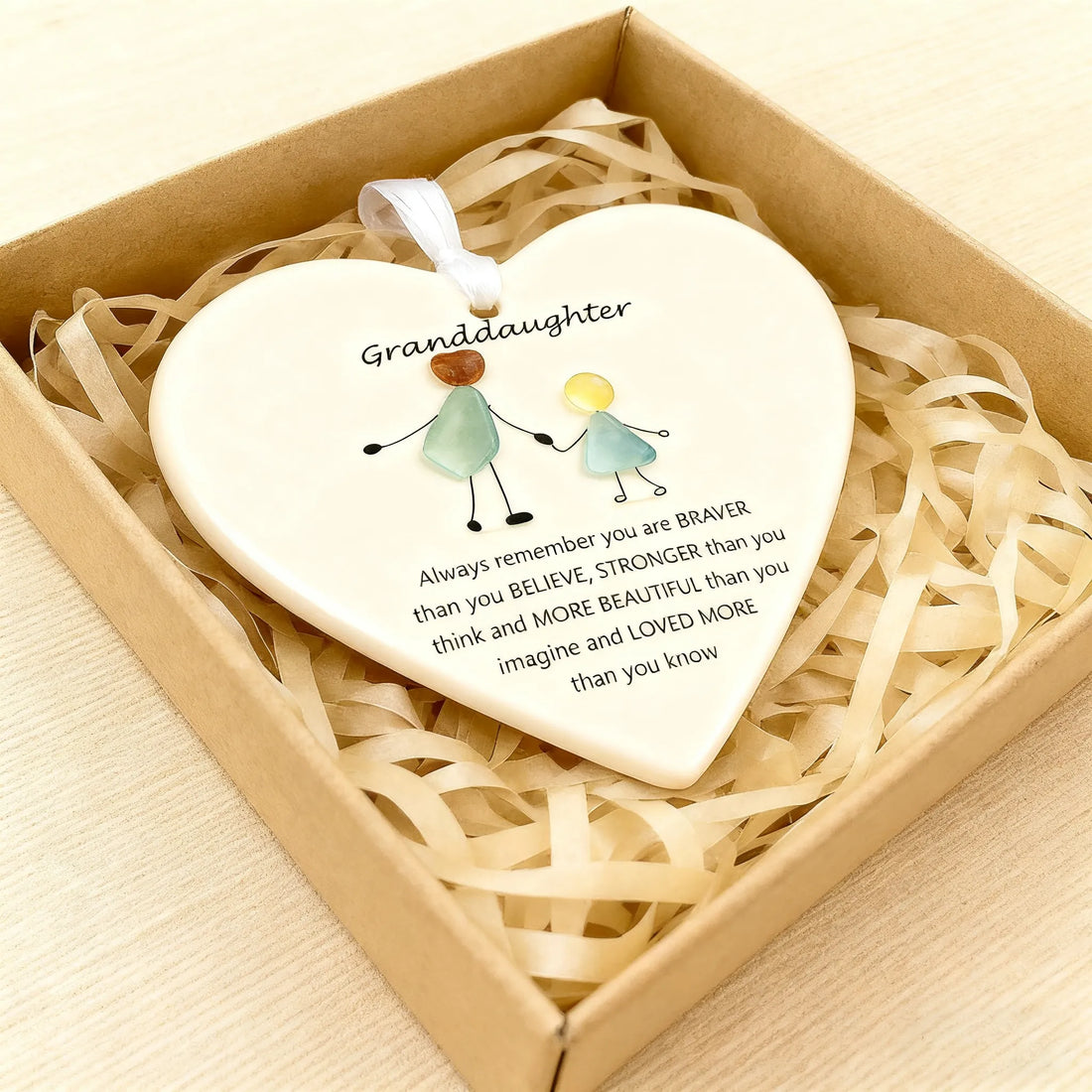 To My Granddaughter Sea Glass Heart Ornament