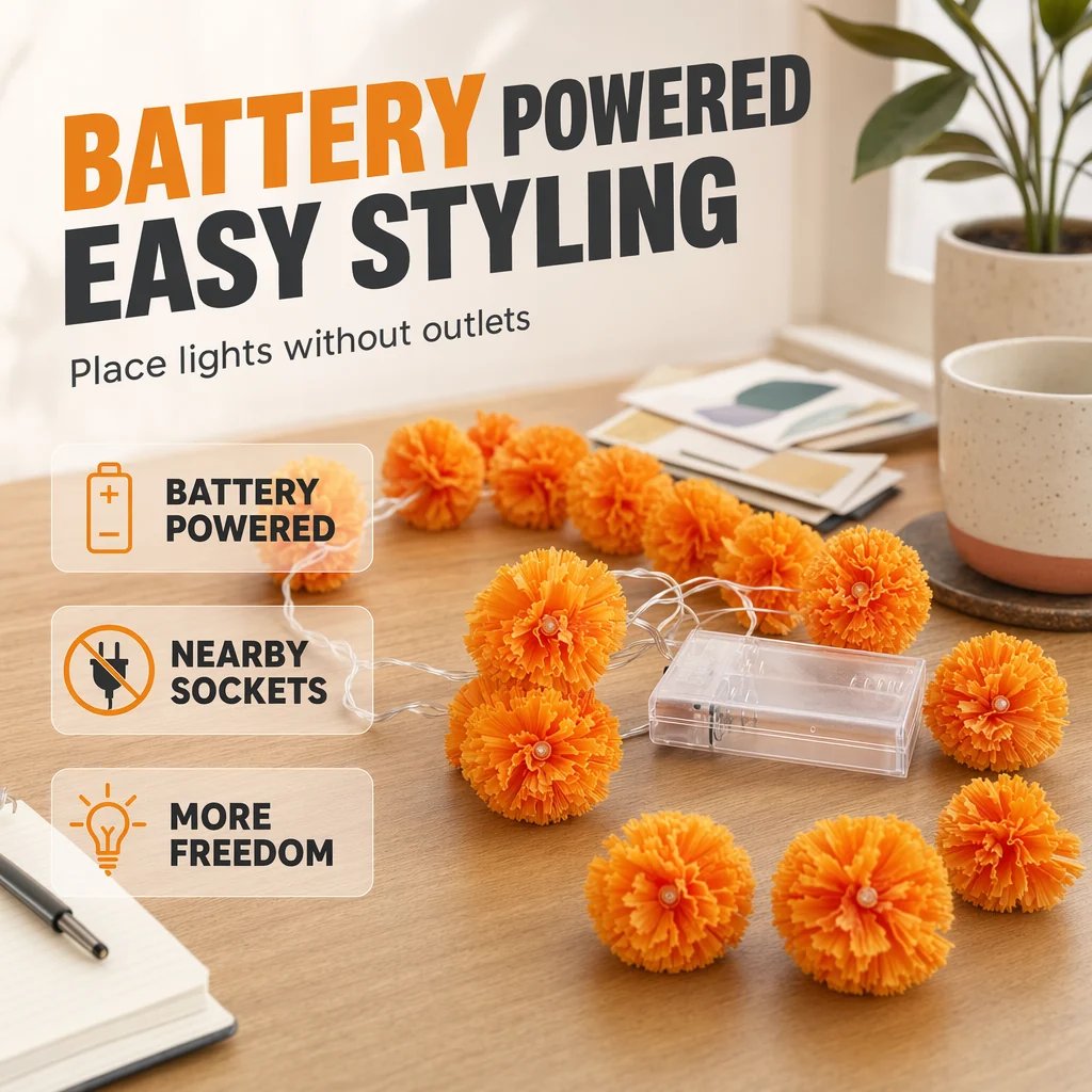 Artificial Marigold Flower LED String Lights