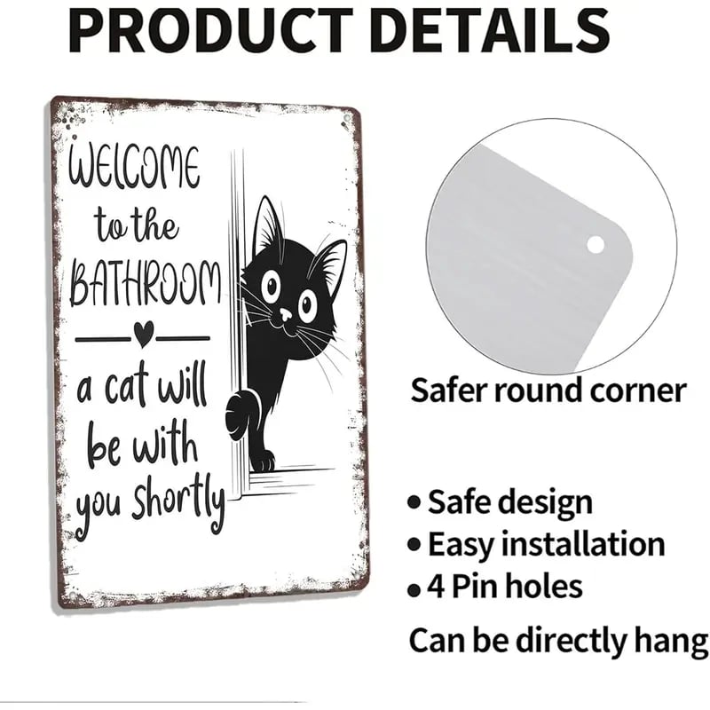 Vintage Black & White Cat Wall Art