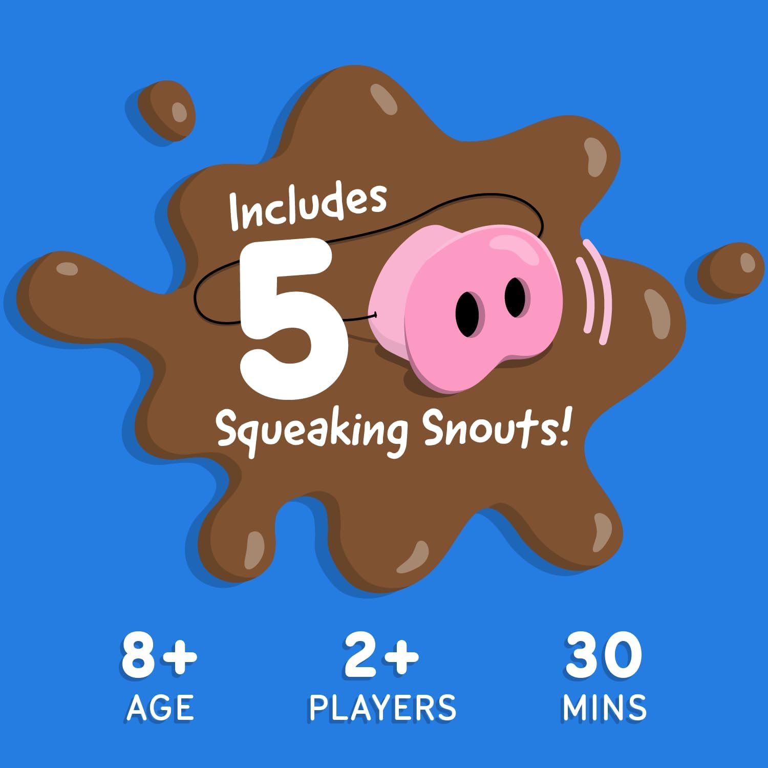 Jeu de société Snort Challenge – Jeu de cartes amusant pour la famille et les amis avec des museaux de cochon, 150 tâches et des jetons de boue | 8 ans et plus, 4 à 8 joueurs