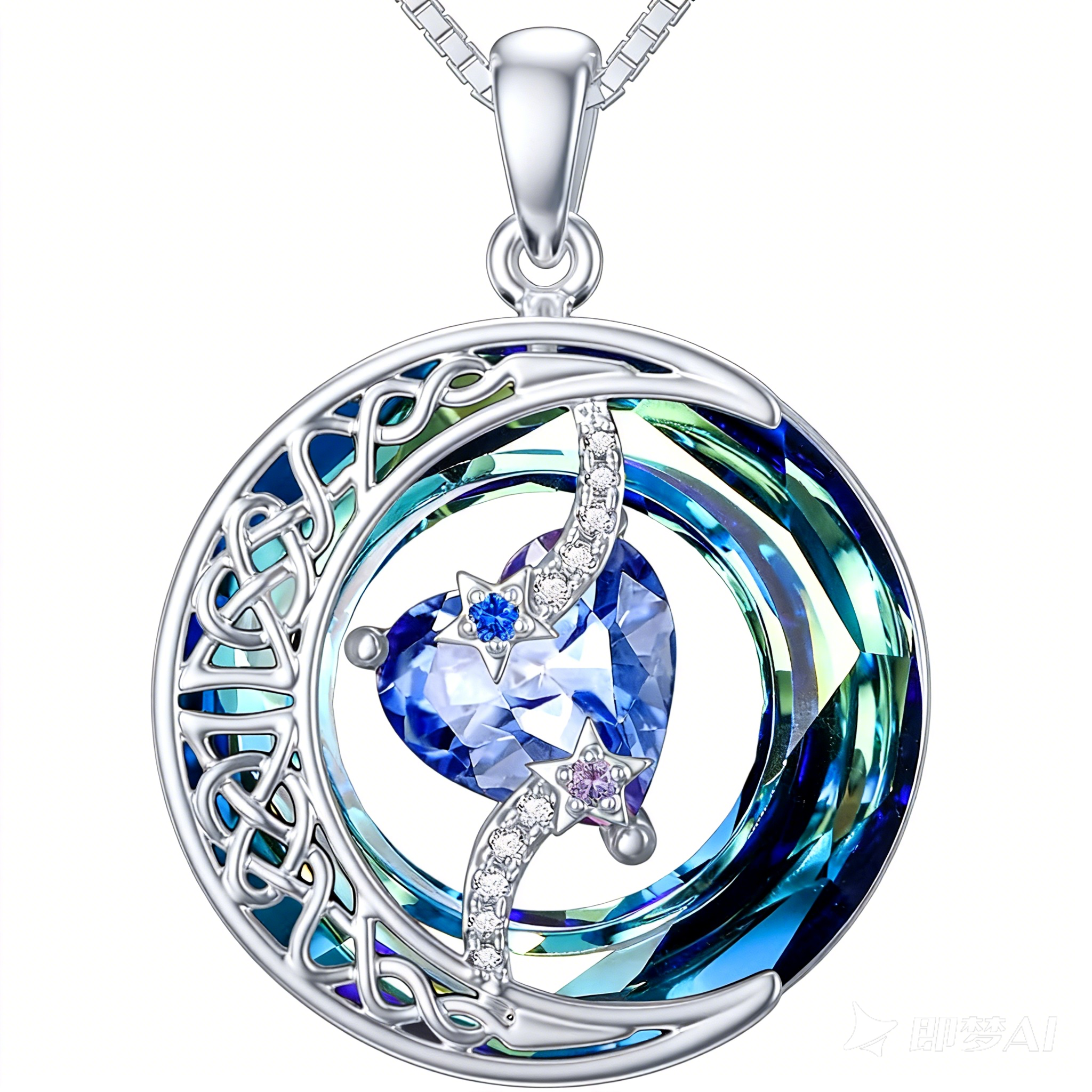 Collier Pierre de Naissance Pendentif Lune et Étoile Bijoux Lune