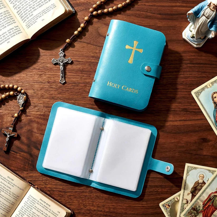 Catholic Leather Holy Card Holder with Snap Closure