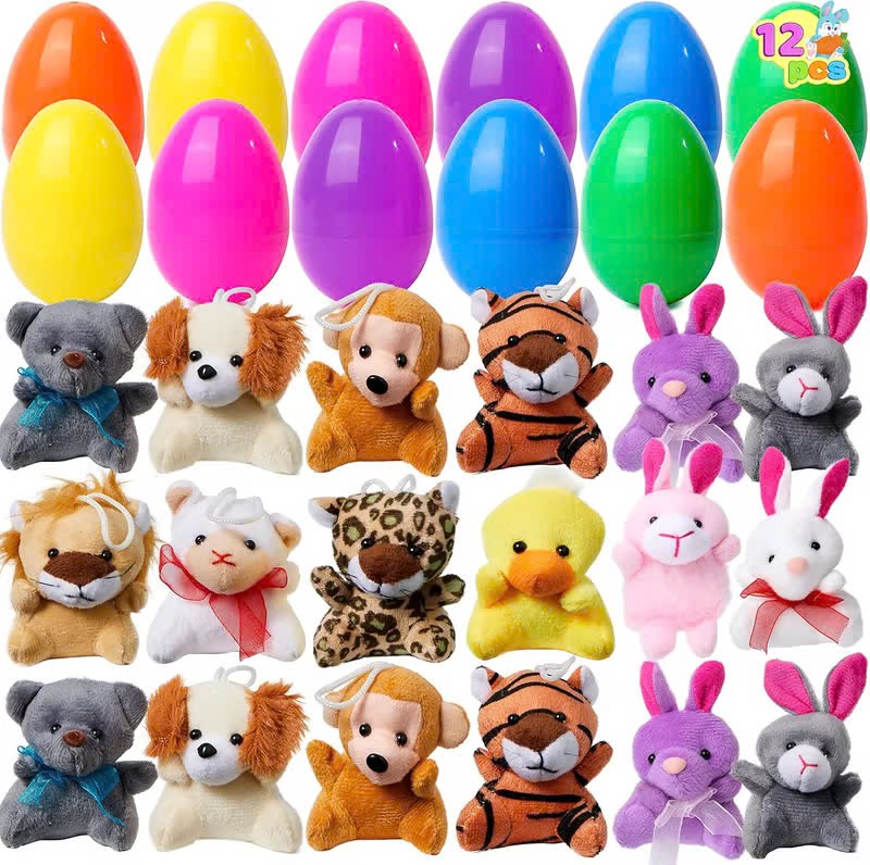 Prefilled Easter Eggs Filled with Plush Animal Toys 12/24/36 Pcs