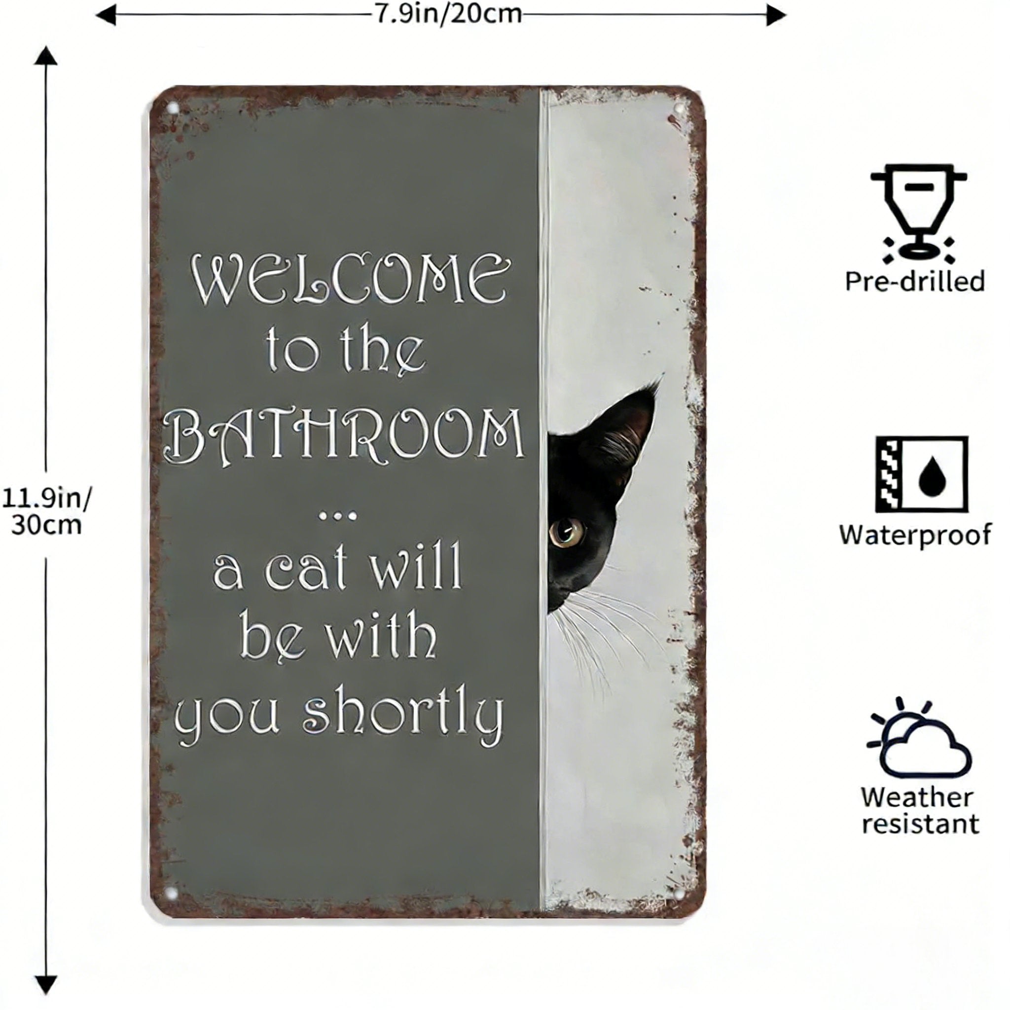 Vintage Black & White Cat Wall Art