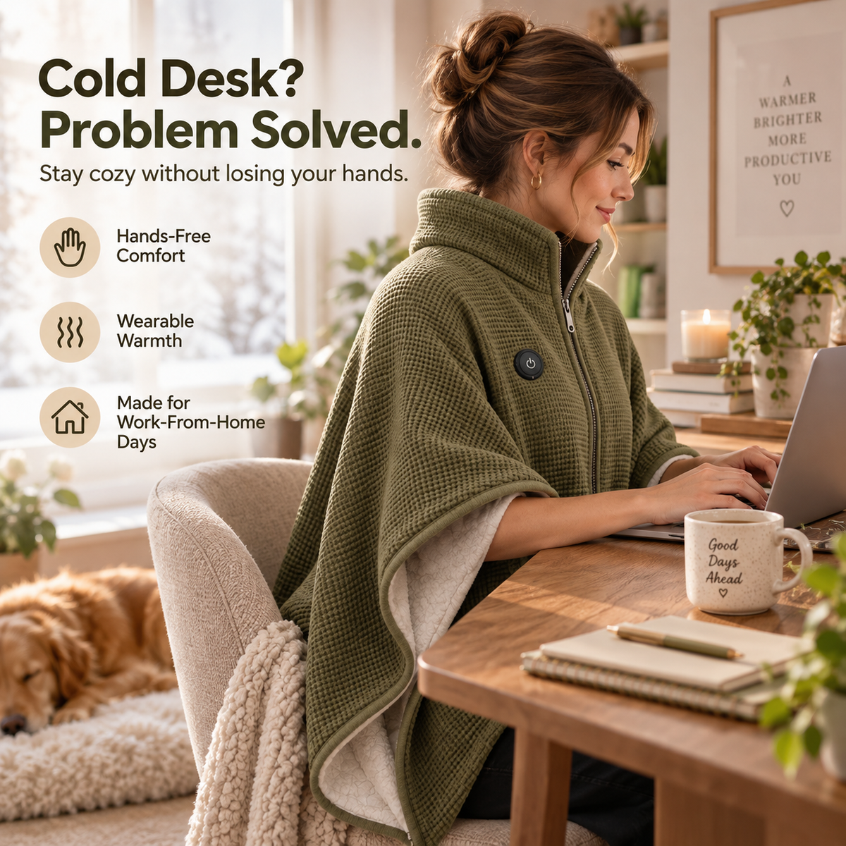🛋️ The Blanket You Don’t Have to Keep Fixing – Heated Wearable Wrap