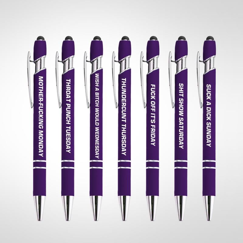Lot de 7 stylos bille en métal avec citations amusantes anti-stress (7 pièces)