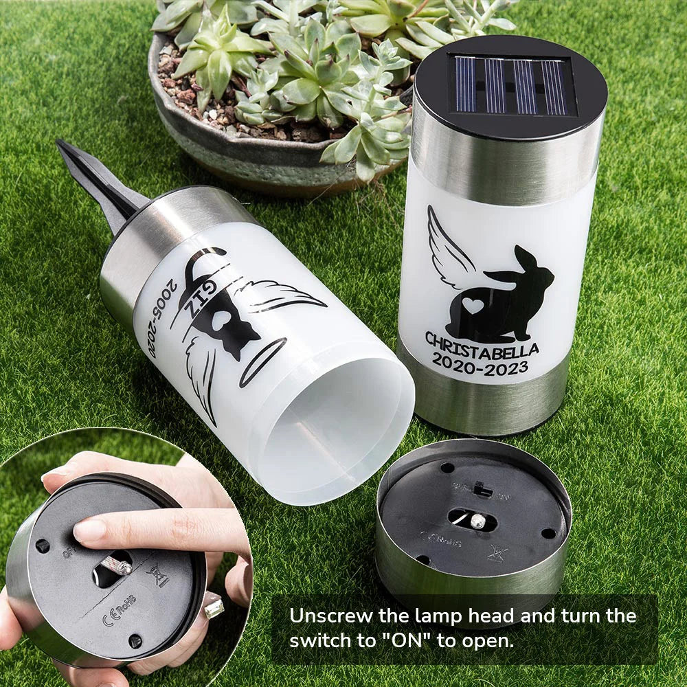 Personalized Pet Sympathy Memorial Gifts Dog Cat Loss Memorial Solar Lights with Name for Garden Pet Lovers