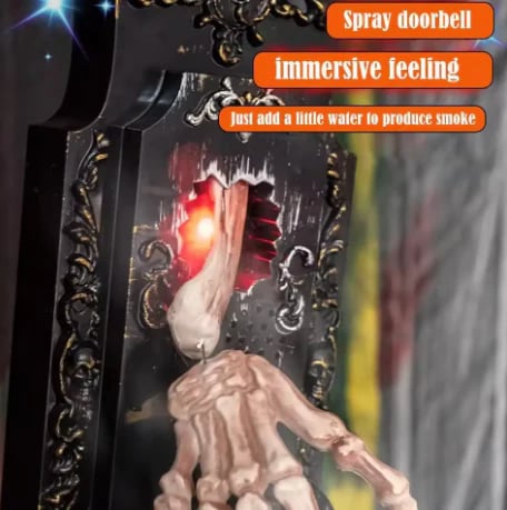 Gothic Skeleton Hand Doorbell – Motion Activated Haunted Door Decoration