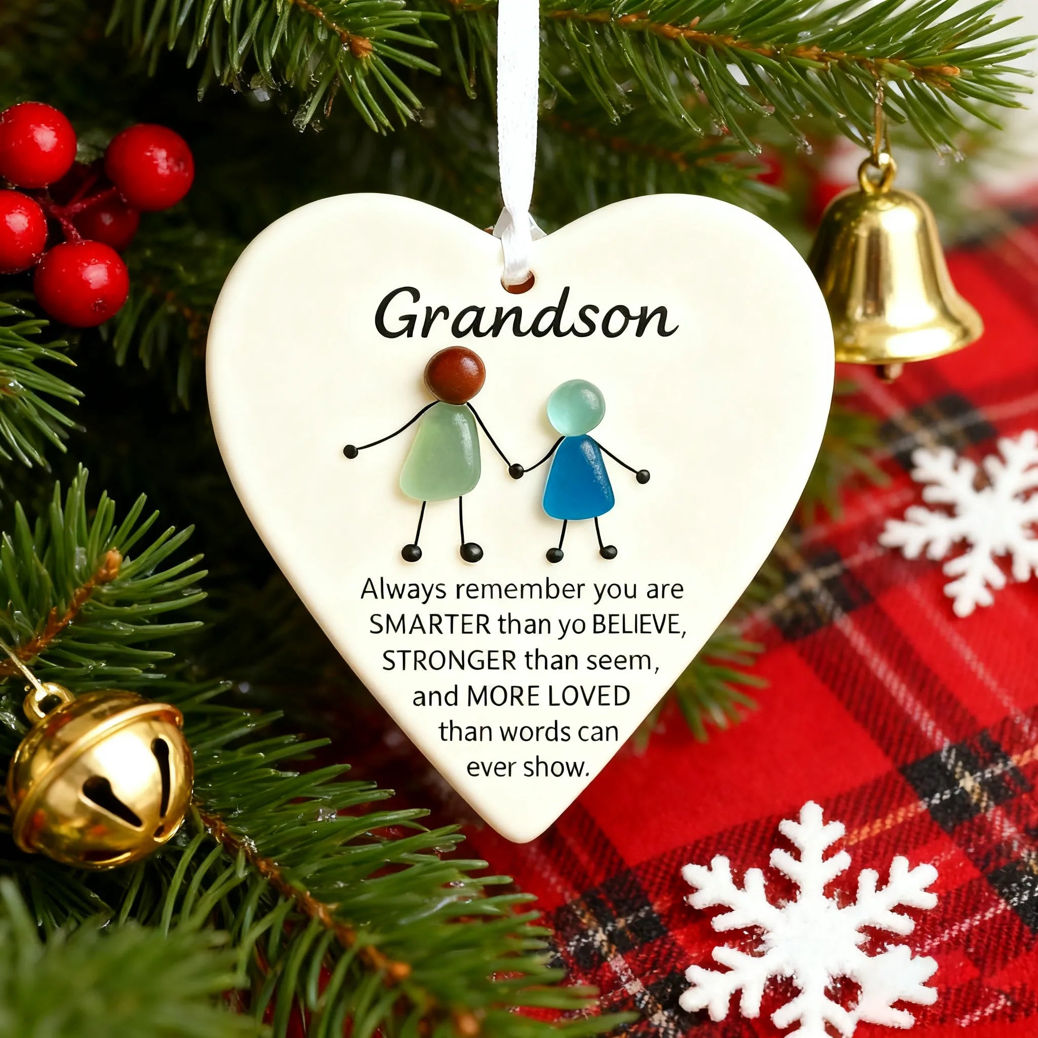 To My Grandson Sea Glass Ornament