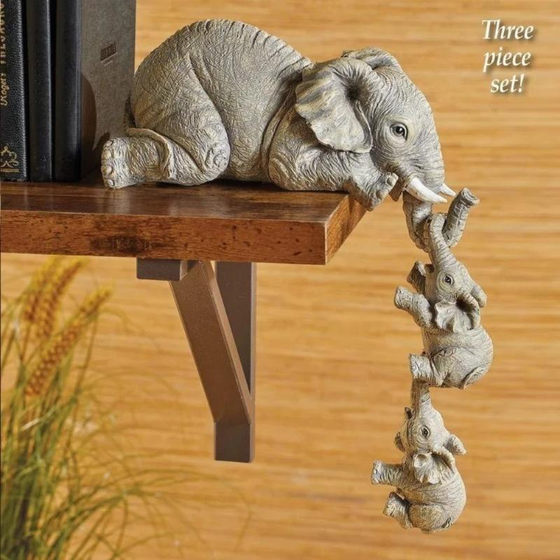 🔥Ensemble de figurines éléphant et bébé éléphant en résine