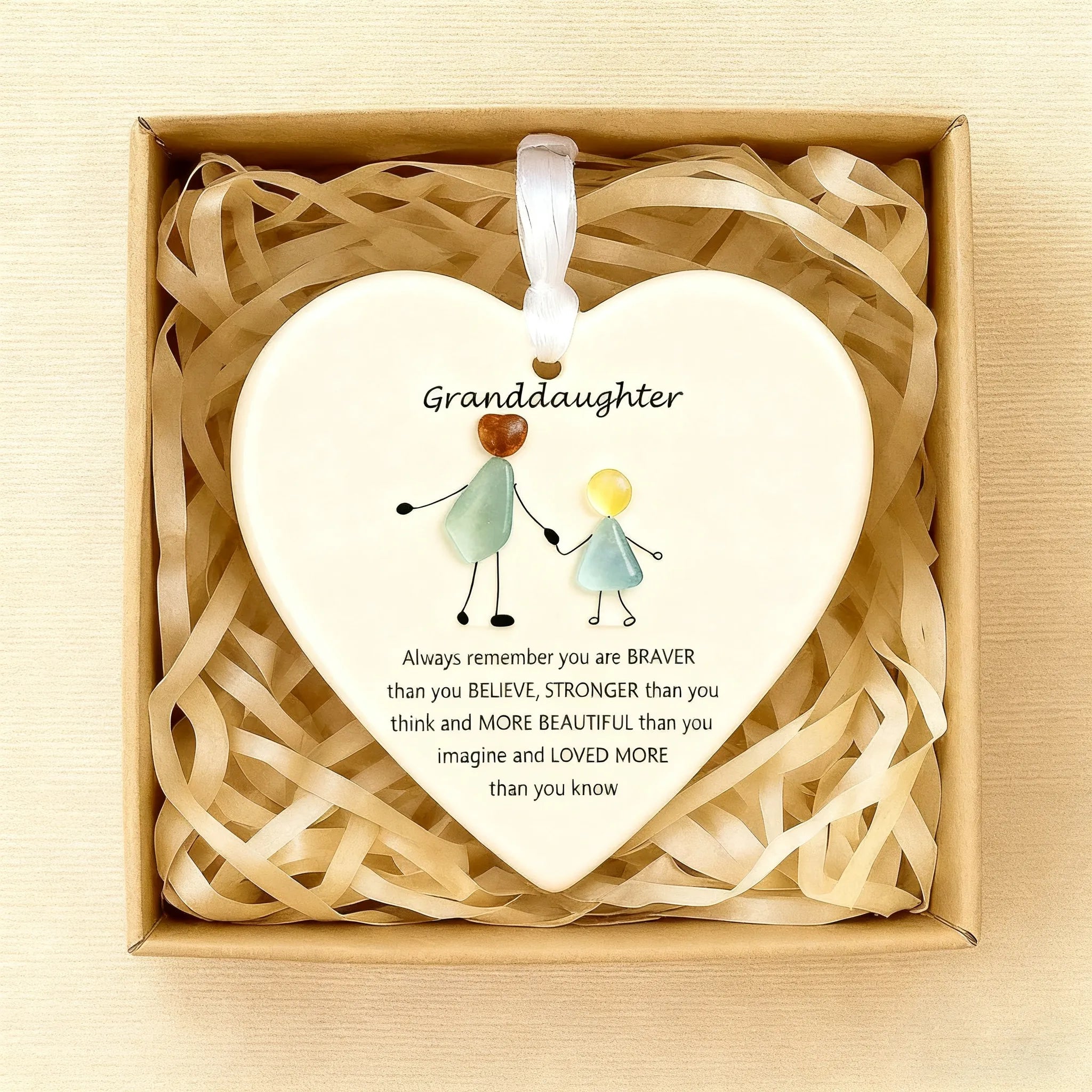 To My Granddaughter Sea Glass Heart Ornament