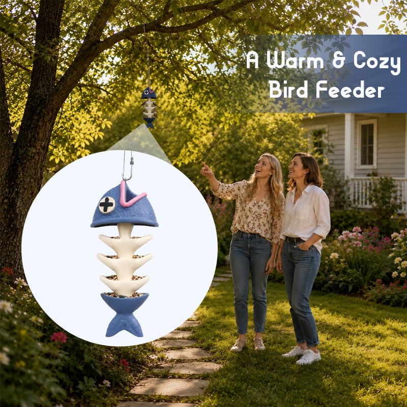 Fish Bones Hanging Bird Feeder