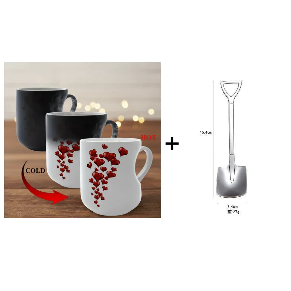 Colour-changing Ceramic Mug with Heart-shaped Handle
