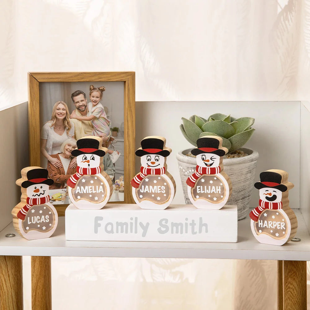 Personalized Snowman LED Light Wooden Decoration Ornament