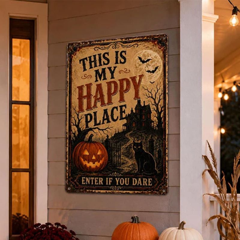 Haunted Place Halloween Door Sign – Spooky Home Decor