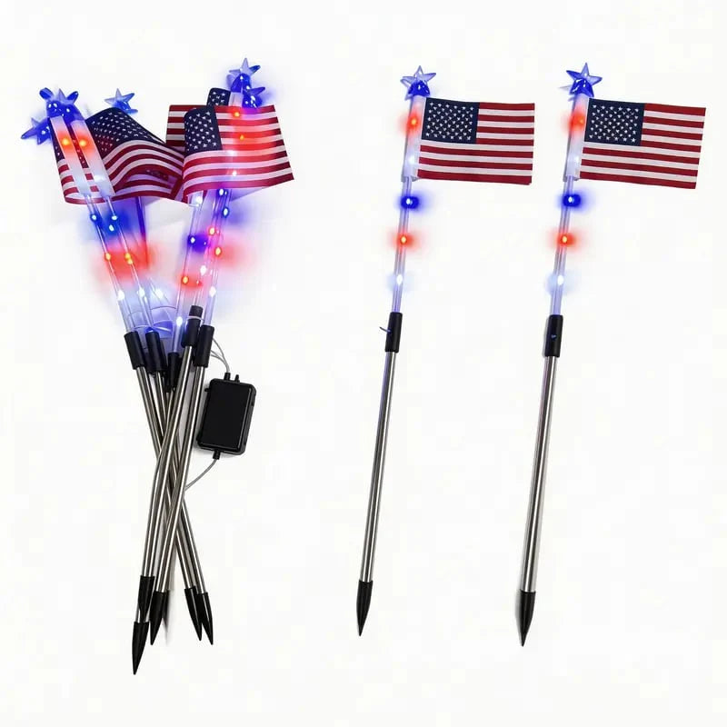 8PCS Solar American Flag Path Lights 🇺🇸