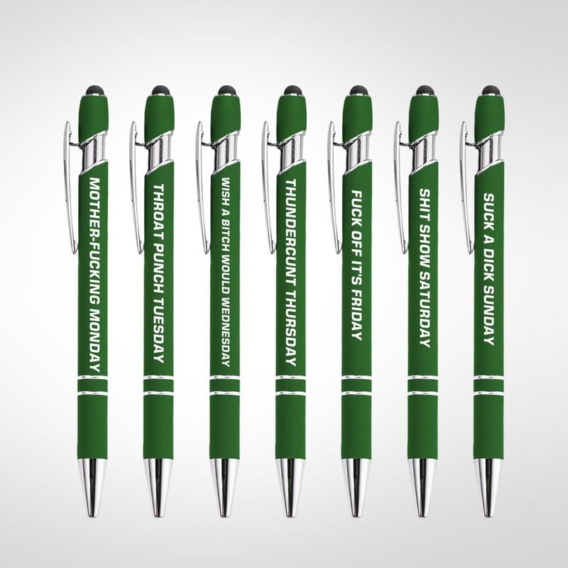 Lot de 7 stylos bille en métal avec citations amusantes anti-stress (7 pièces)