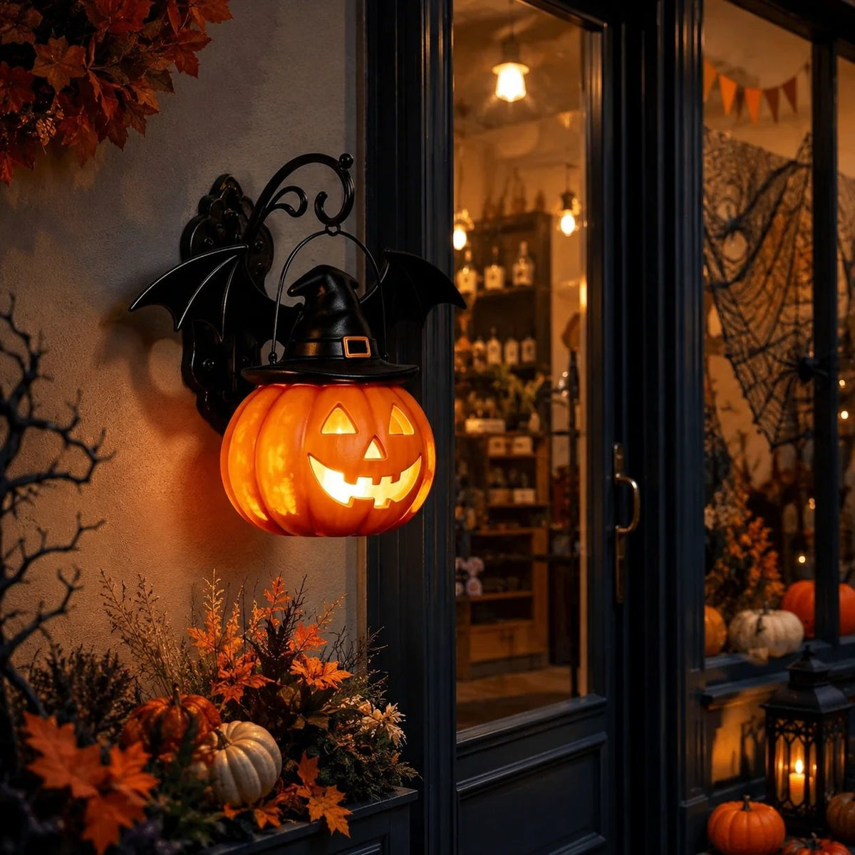 Bat Hat Pumpkin Wall Lamp 🦇
