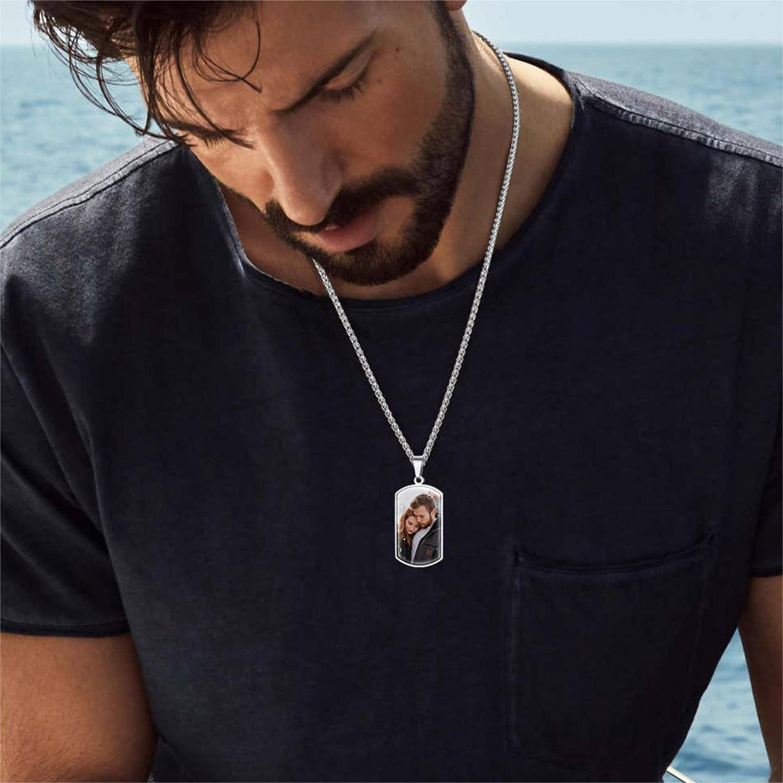 Personalized Dog Tag Picture Necklace for Men Women