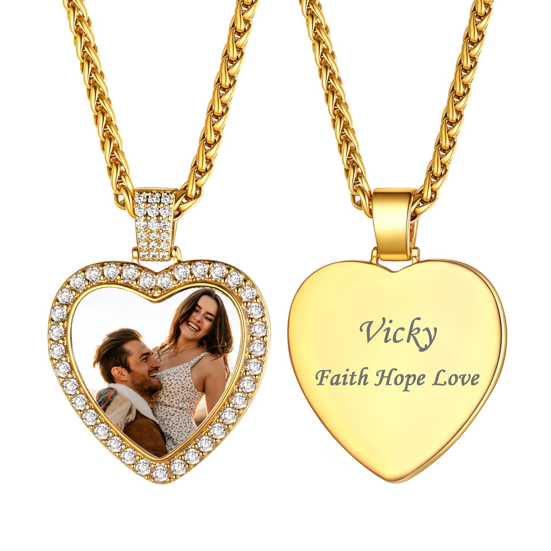Custom CZ Picture Pendant Necklace