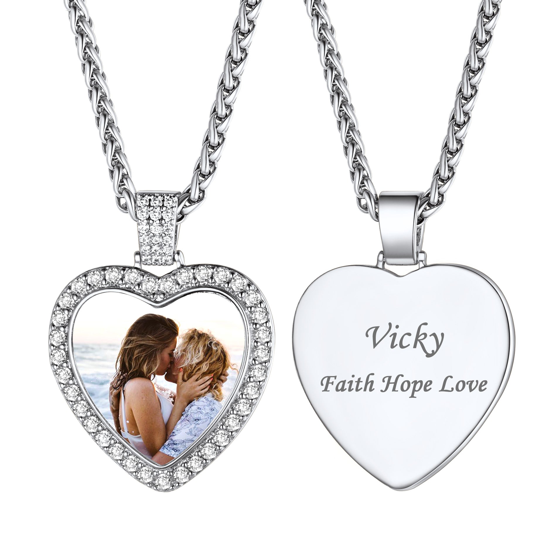 Custom CZ Picture Pendant Necklace