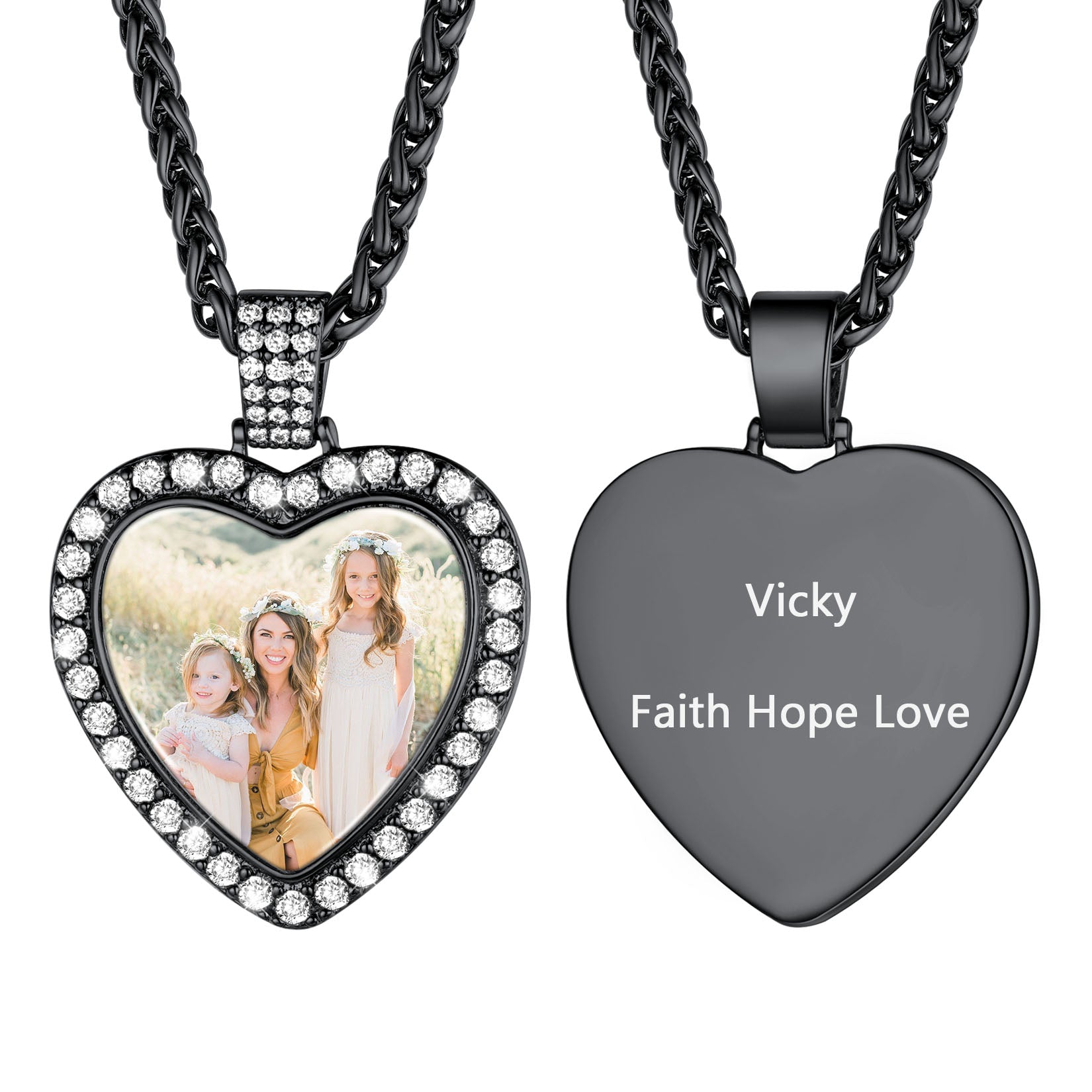 Custom CZ Picture Pendant Necklace
