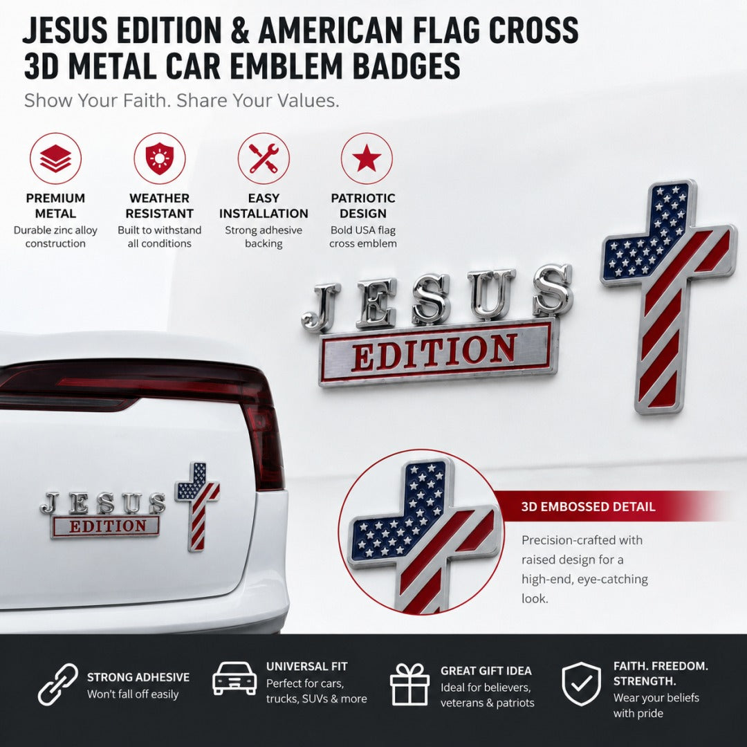 Jesus Cross Car Emblem Metal Badge