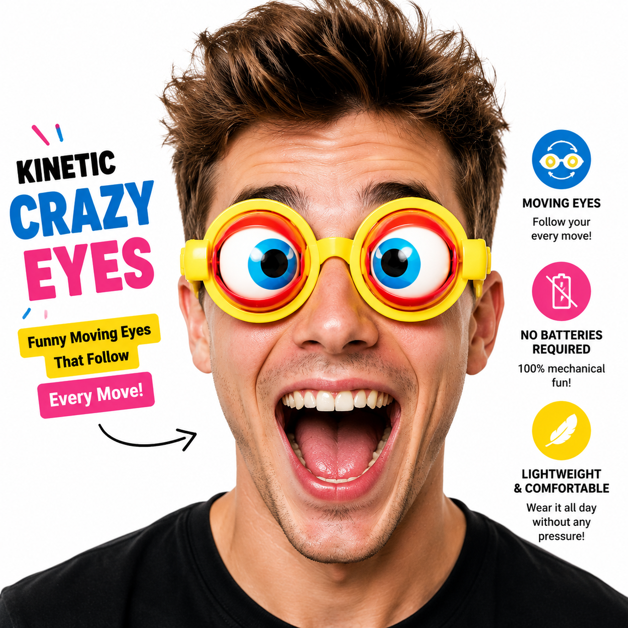 Kinetic Crazy Eyes Glasses for Instant Laughs & Party Fun