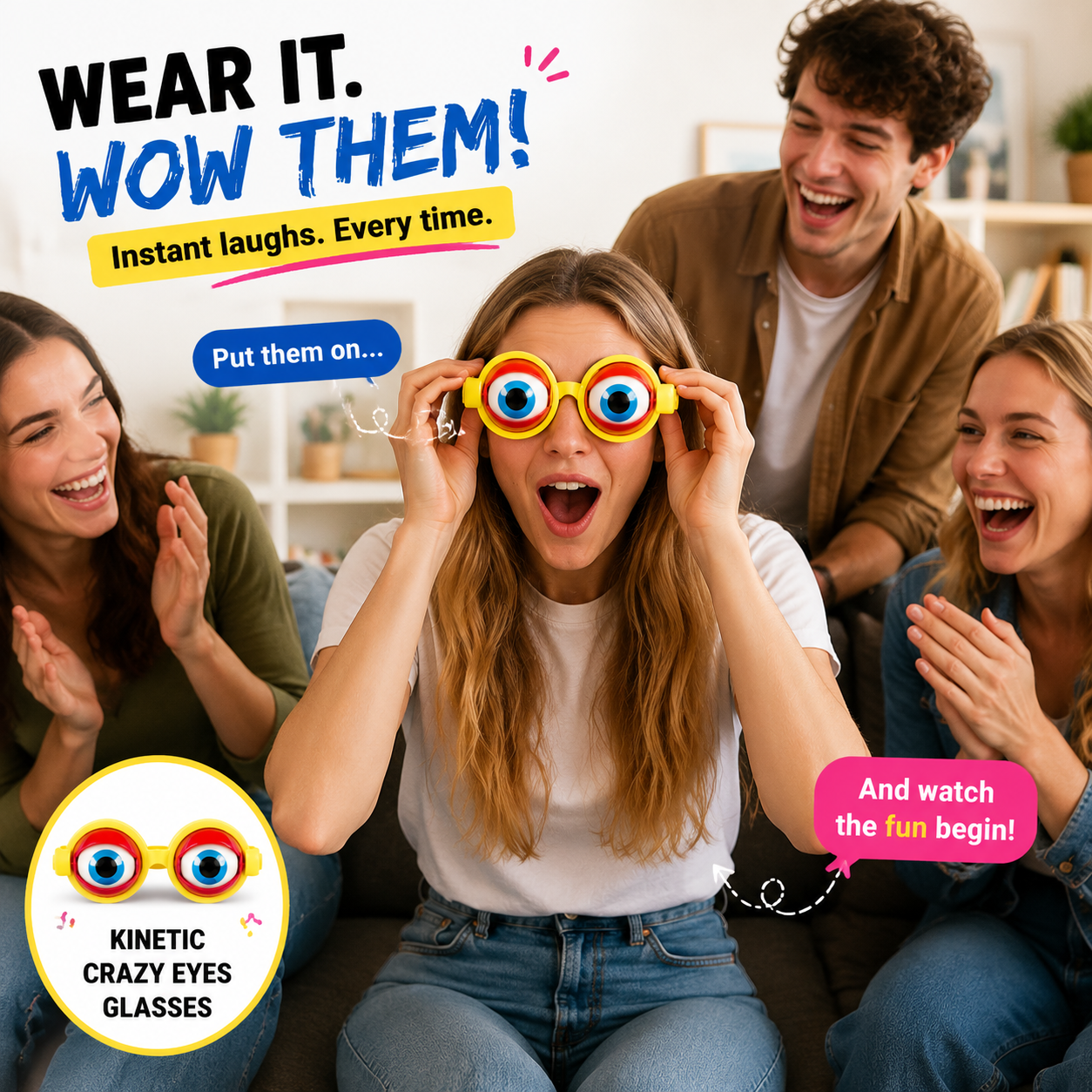 Kinetic Crazy Eyes Glasses for Instant Laughs & Party Fun