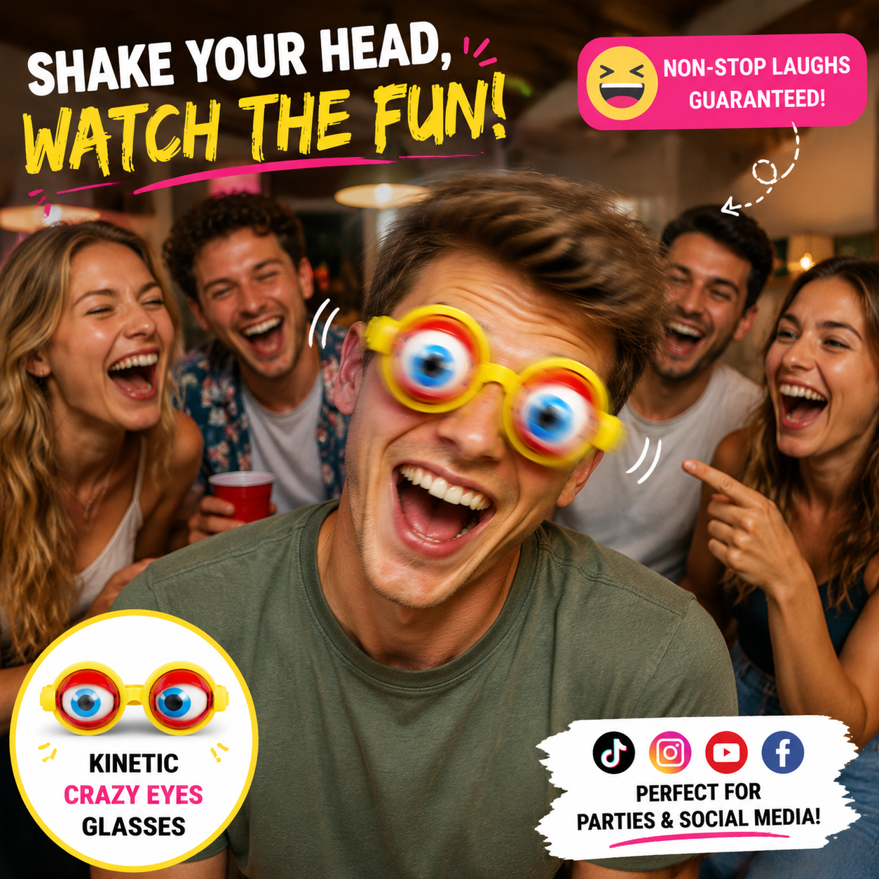 Kinetic Crazy Eyes Glasses for Instant Laughs & Party Fun
