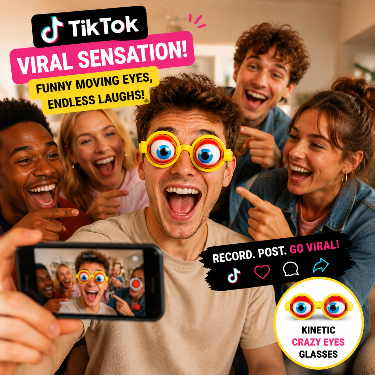 Kinetic Crazy Eyes Glasses for Instant Laughs & Party Fun
