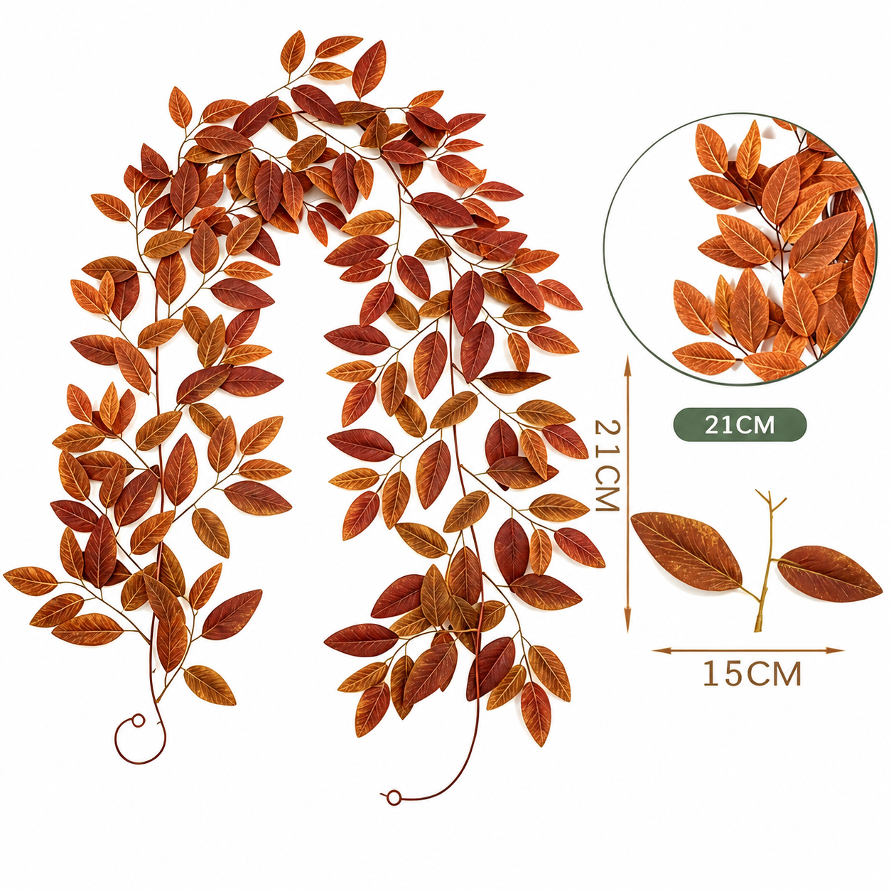 6.6FT Artificial Eucalyptus Garland with Willow Leaves