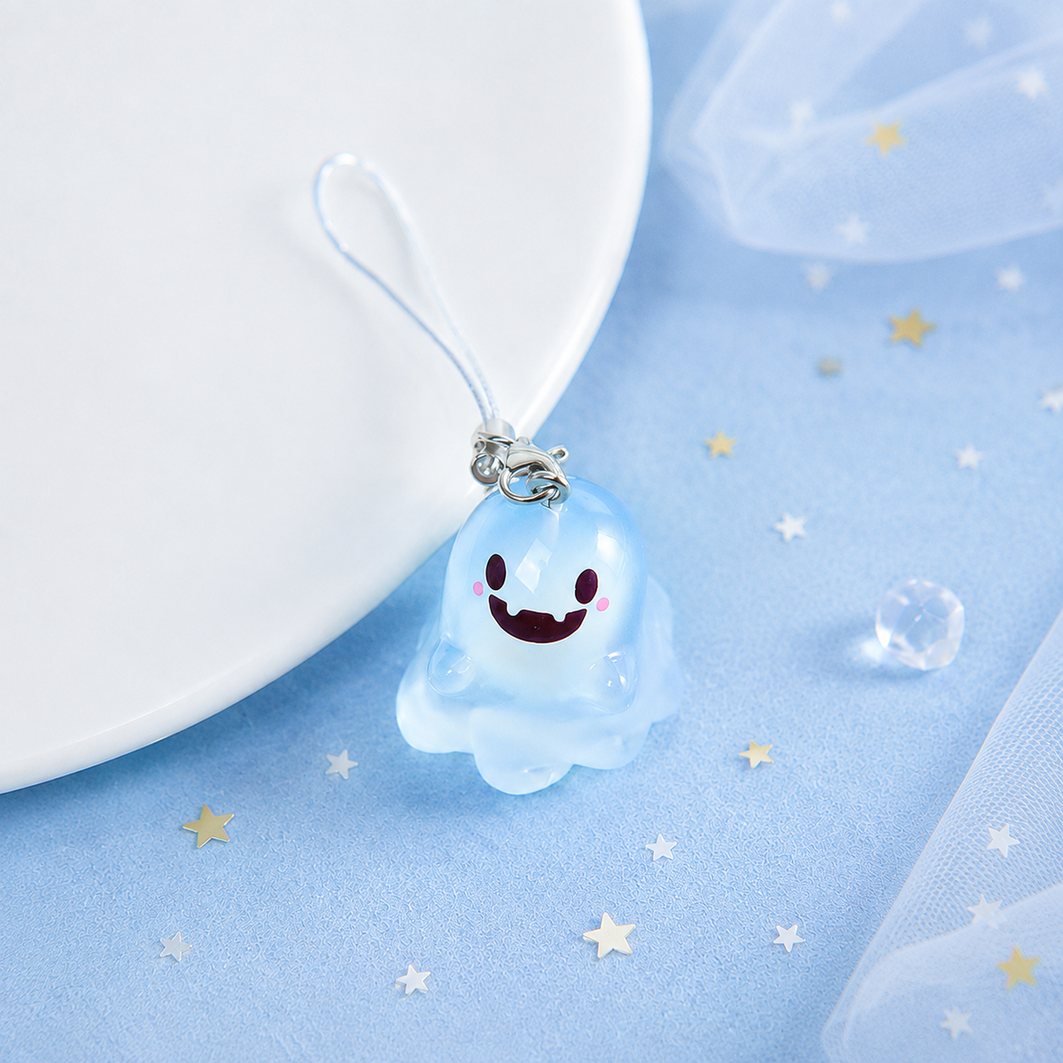 6pcs Glow-in-the-Dark Ghost Keychain Cute Halloween Gift