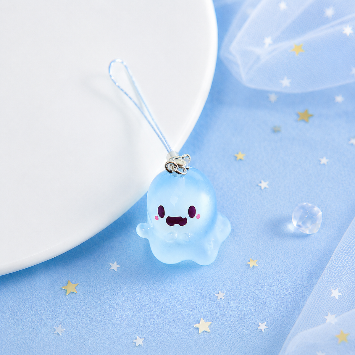 6pcs Glow-in-the-Dark Ghost Keychain Cute Halloween Gift