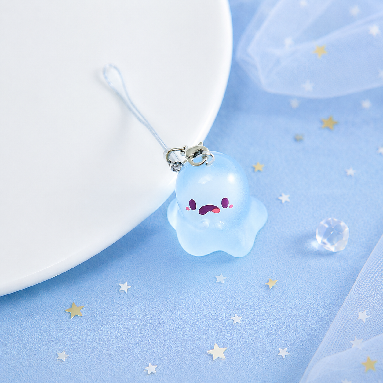6pcs Glow-in-the-Dark Ghost Keychain Cute Halloween Gift