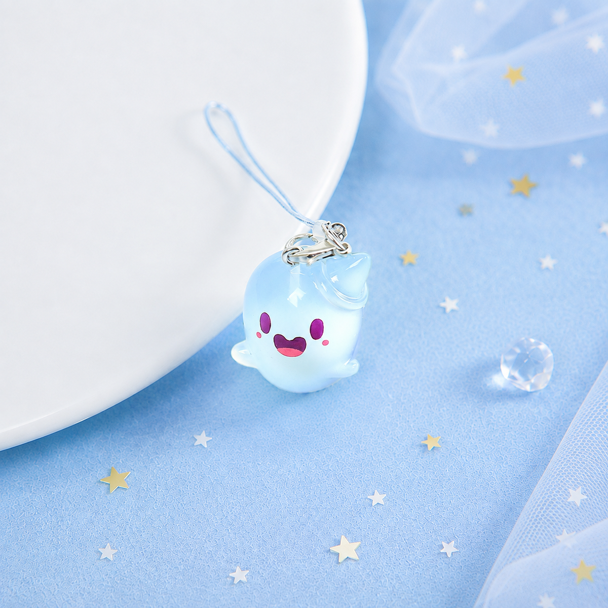6pcs Glow-in-the-Dark Ghost Keychain Cute Halloween Gift