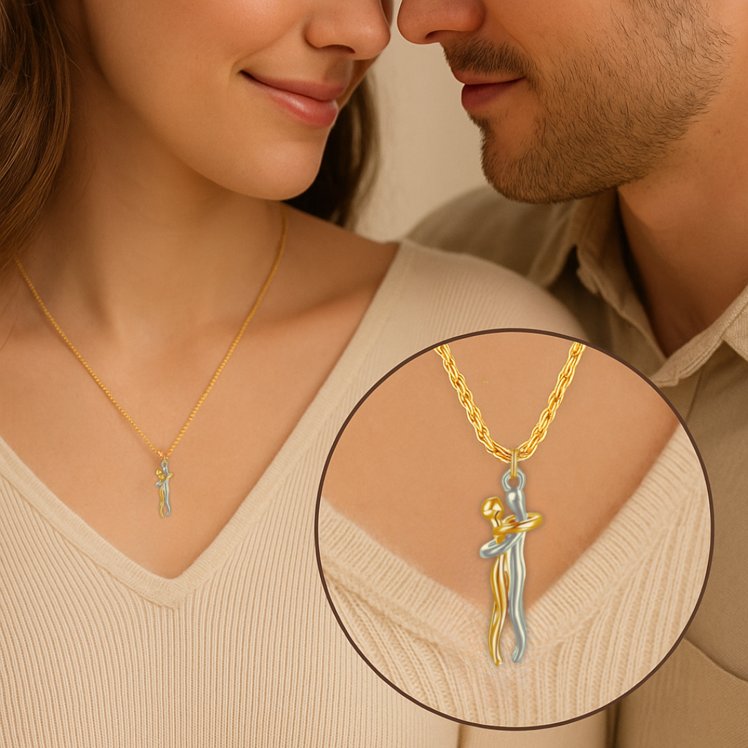 Hug Couple 925 Silver Necklace