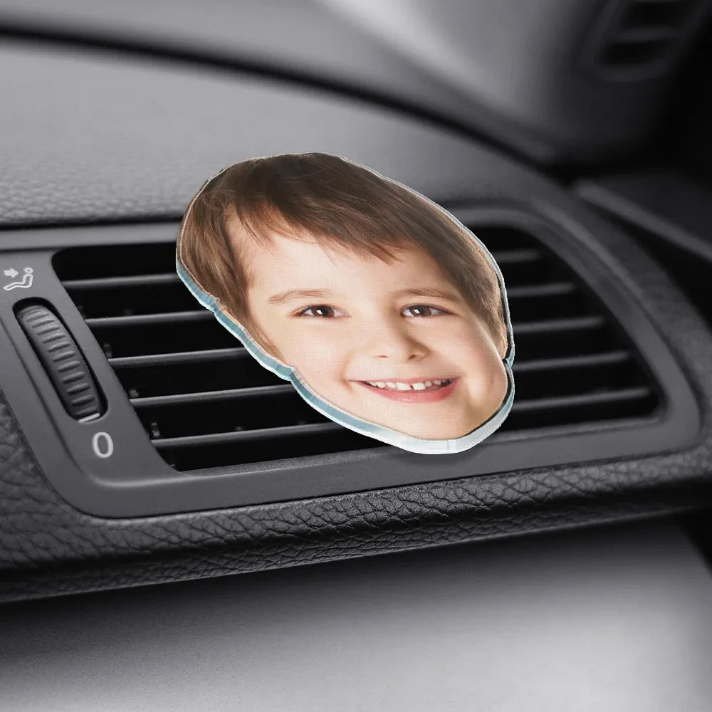 Custom Photo Funny Face Cut Kids Dogs Cats - Personalized Acrylic Car Vent Clip
