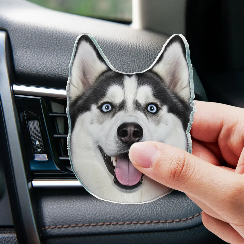 Custom Photo Funny Face Cut Kids Dogs Cats - Personalized Acrylic Car Vent Clip