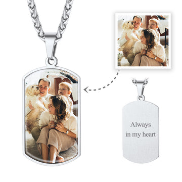 Personalized Dog Tag Picture Necklace for Men Women
