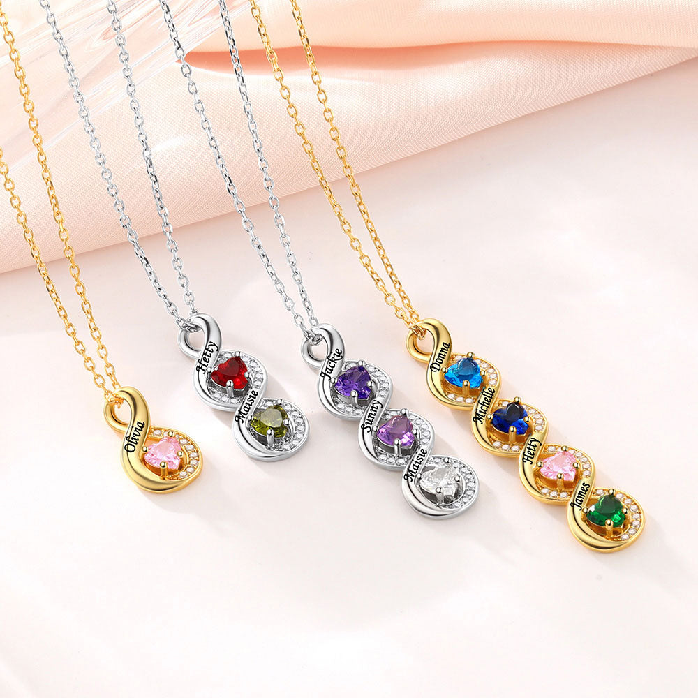 Custom Name Birthstone Infinity Necklace for Mom