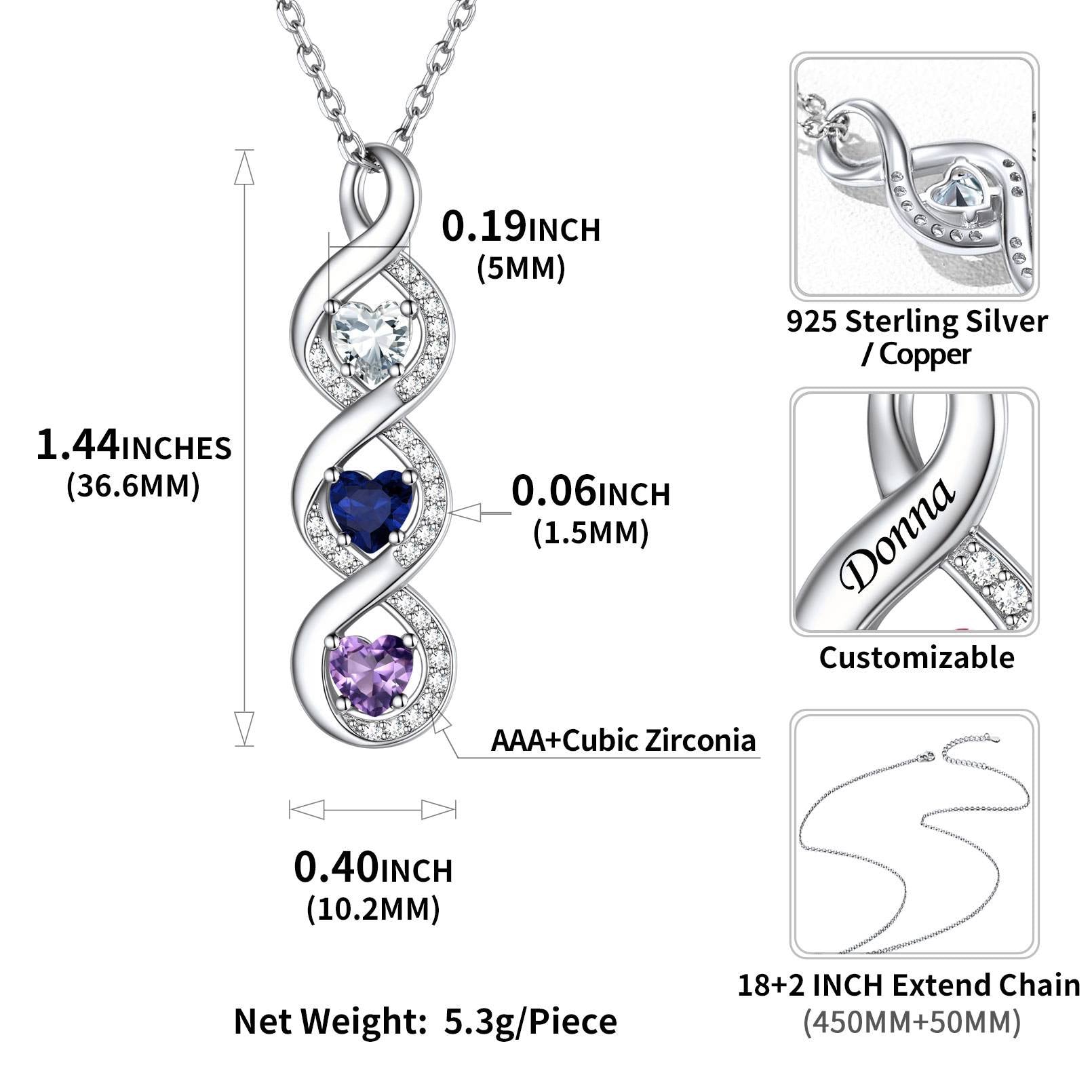 Custom Name Birthstone Infinity Necklace for Mom